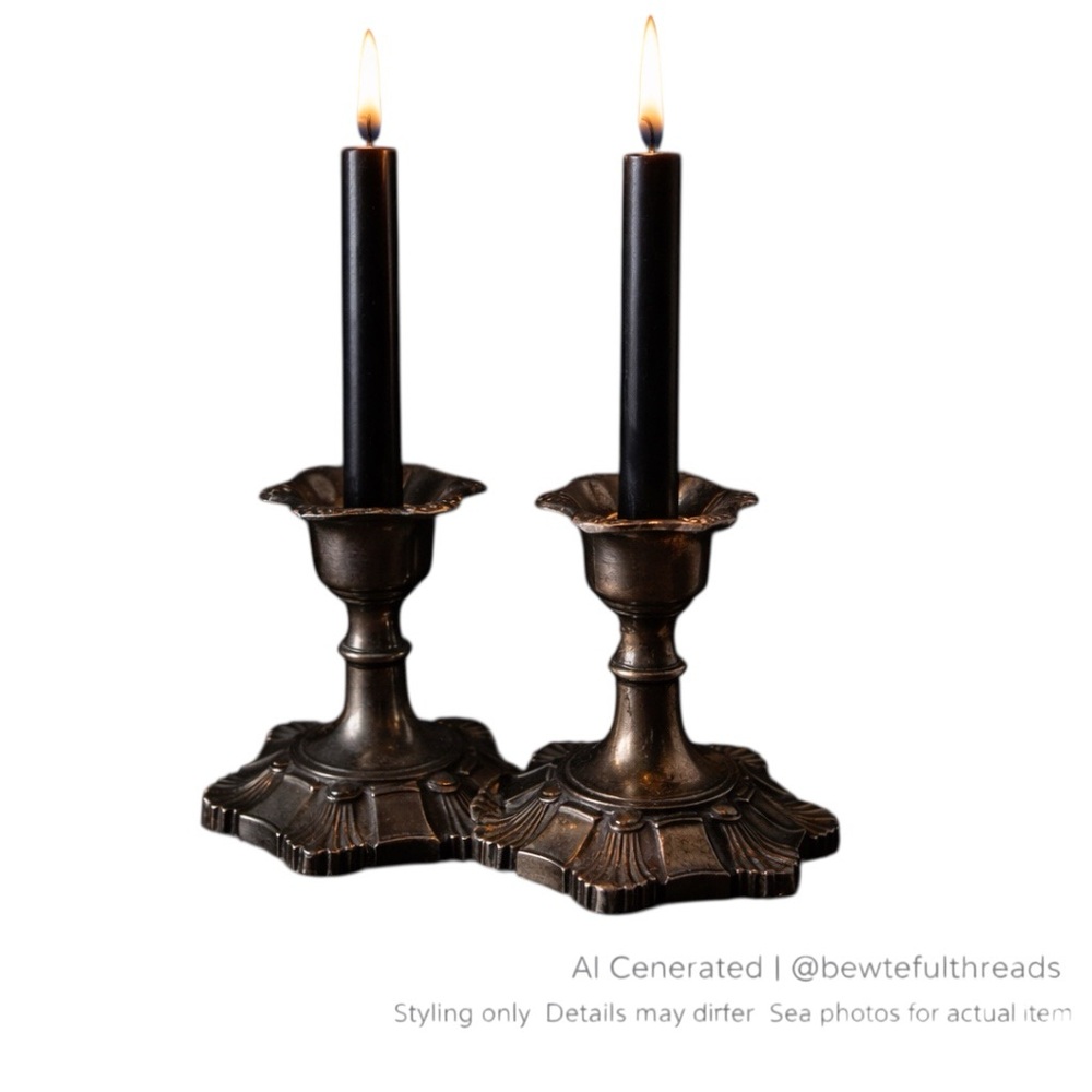 Viking EP Zinc Silver Plate Art Deco Candlesticks 4” Pair